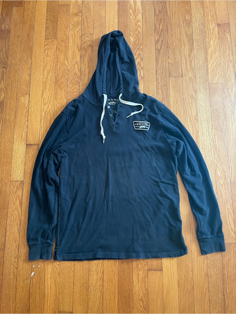 VANS Off The Wall 2012 Black Hoodie Large Bleach Stain